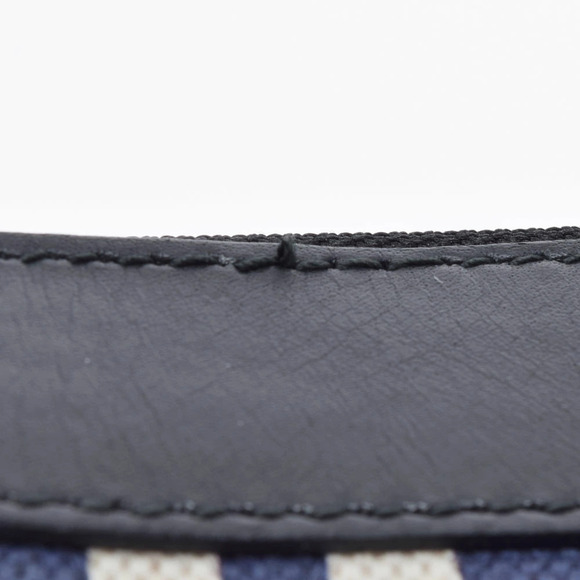 BALENCIAGA Navy Blue Clip Clutch Bag Black White Canvas Calfskin